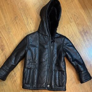 Kids Wilson Leather Jacket Fur Lined Sz XS Unisex